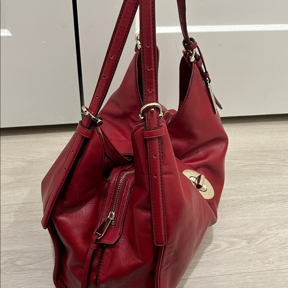Coach Red Leather Shoulder Bag with Gold Hardware - Picture 9 of 16